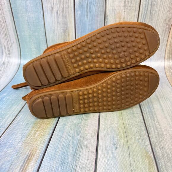 Minnetonka Tramper Ankle Boots Size 7 Leather Suede Lace Up Fringe Vintage Boho - Picture 5 of 8